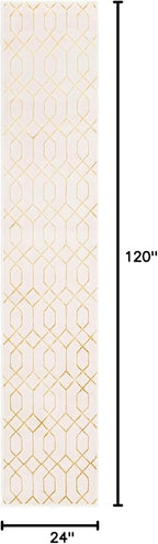 Marilyn Monroe Glam Collection Area Rug - Trellis (2' x 10' Runner, White Gold/ Gold)