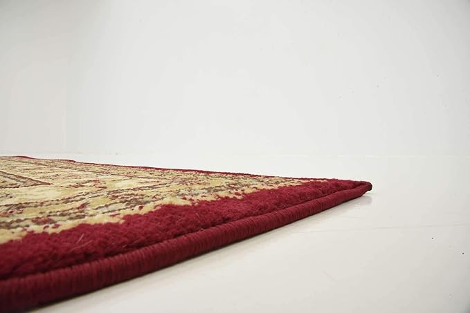 Unique Loom Voyage Collection Traditional Oriental Classic Intricate Design Area Rug (4' 0 x 4' 0 Square, Red/Gold)