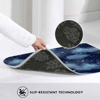 Stars and Clouds Bath Mats for Bathroom Dark Blue Watercolor Night Sky Galaxy Universe Space Floor Bath Rugs Machine Washable Bathmat Carpet Rug Room Decor for Shower Floor 16 X 24 inch Mat