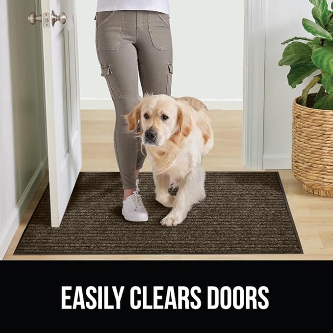 GORILLA GRIP Waterproof Traffic Guard Door Mat, 72x48, Heavy Duty Entryway Mats, Strong Rubber Back Commercial Utility Rugs for Office Hallway, Garage Floor and Home, Low Profile Carpet Runner, Brown