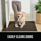 GORILLA GRIP Waterproof Traffic Guard Door Mat, 47x35, Heavy Duty Entryway Mats, Strong Rubber Back Commercial Utility Rugs for Office Hallway, Garage Floor and Home, Low Profile Carpet Runner, Brown