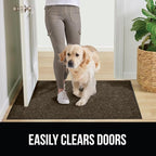 GORILLA GRIP Waterproof Traffic Guard Door Mat, Heavy Duty Entryway Mats, Strong Rubber Back Commercial Utility Rugs for Office Hallway, Garage Floor and Home, Low Profile Carpet Runner, 29x17, Brown