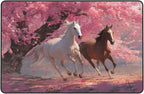 Galloping Horse Cherry Blossom Area Rug Washable Outdoor Rugs Anti-Slip Soft Carpet Entryway Indoor Door Mat for Bedroom,Living Room,Porch,Terrace and Entrance Decor 3'x 2'