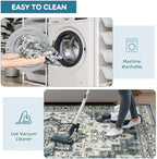 Dripex Vintage Washable Area Rug - 2x4 Indoor Door Mat Oriental Medallion Accent Throw Rug Distressed Foldable Non-Slip Low-Pile Bathroom Kitchen Rug for Entryway Laundry Room Living Room Bedroom