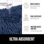 GORILLA GRIP Bath Rug Mat 70x24, Soft Absorbent Chenille, Quick Dry Microfiber Mats, Rubber Backing Washable Shower Floor Rugs, Bathmat Runner, US Designed Bathroom Home Decor Accessories Navy Blue