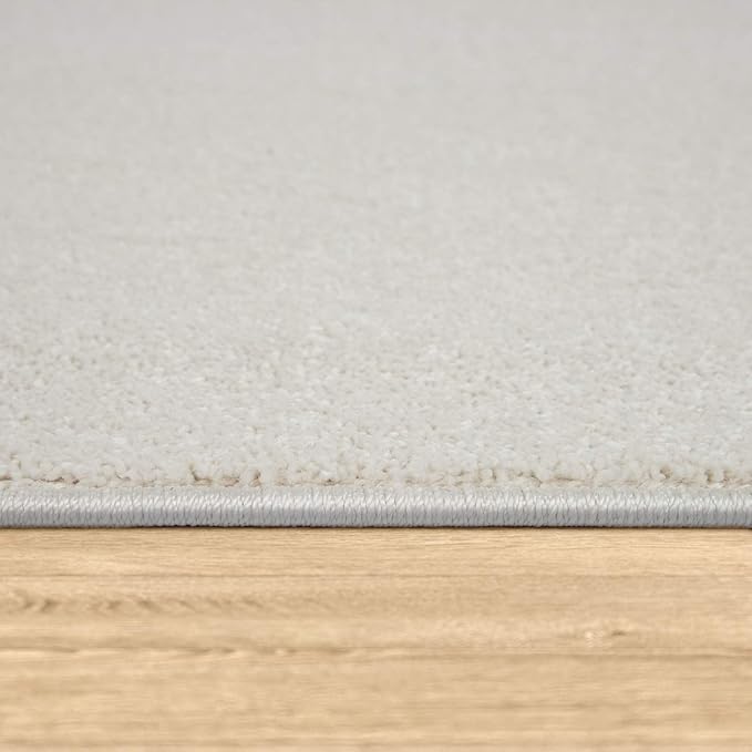 Paco Home Solid Area Rug in Cream Modern Plain Design, Size: 5'3" x 7'3"