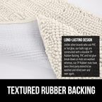GORILLA GRIP Plush Absorbent Shaggy Chenille Bath Rug Mat for Oval Toilet Base with Rubber Backing, Machine Washable Rugs, Soft Microfiber Contour Mats for Toilets, Bathroom Decor, Ivory