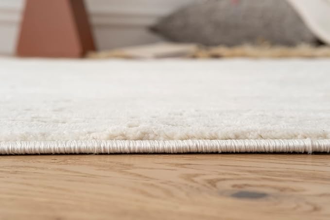Revival Rugs Ebb 3'11"x6'1" Machine Washable Area Rug for Kitchen Bedroom - 100% Recycled Oeko-TEX Certified, Medium Pile, Beige, Cream