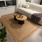 KEMA Jute Braided Area Rug, 4x6 Feet (48x72 Inches) - Rustic Vintage Braided Reversible Rectangular Rug, Shag Rugs for Bedroom, Jute Kitchen Rug, Living Room Rugs