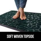 GORILLA GRIP 100% Waterproof All-Season WeatherMax Doormat 35x23, US Designed Natural Rubber, Stain and Fade Resistant, Low Profile Indoor Outdoor Door Mats, Easy Clean Patio Mat, Moss Vine Leaves