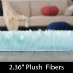 Latepis High Pile Faux Fur Area Rug, 4x6 ft, Light Blue, Living Room, Bedroom Decor, Washable, Fluffy, Luxury Home Decor