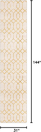 Unique Loom Glam Collection Area Rug - Trellis (2' 7" x 12' Runner, White Gold/ Gold)