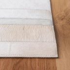 Cowhide Leather Rug for Living Room 9.9x14 Natural Leather Rug Modern Stripes Style Floor Carpet for Home Decor | Superior Indoor Area Rug, White