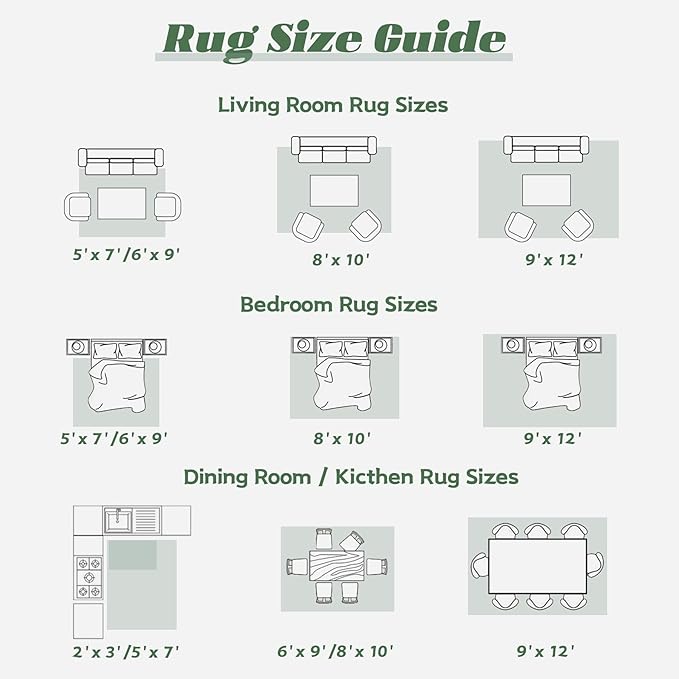 Area Rug 8x10 Washable Rug, Vintage Boho Medallion Rugs Non-Slip Soft Low Pile Large Distressed Rug Indoor Retro Carpet for Living Room Bedroom Dining Room Home Office (Sage Green, 8'x10')