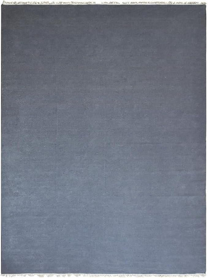 Rugsotic Carpets Hand Woven Flat Weave Kilim Wool ECO-Friendly Area Rugs - 6'x9', Rectangle Shape, Light Charcoal Color, Solid Plain Design, Low Pile Handmade Rugs for Living Room (D00111)