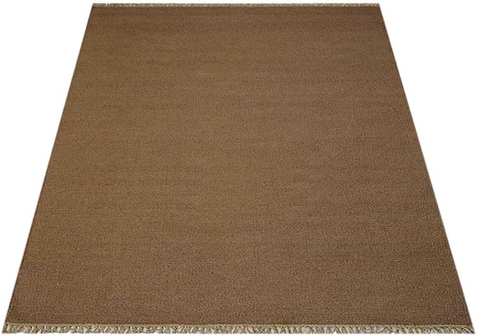 Rugsotic Carpets Hand Woven Flat Weave Kilim Wool 6'x9' Area Rug Solid Cream D00111