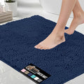 GORILLA GRIP Bath Rug Mat 30x20, Thick Soft Absorbent Chenille, Quick Dry Microfiber Mats, Rubber Backing Washable Shower Floor Rugs, US Designed Bathroom Bathmat Home Decor Accessories, Navy Blue