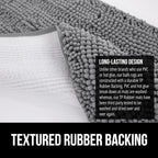 GORILLA GRIP Plush Absorbent Shaggy Chenille Bath Rug Mat for Oval Toilet Base with Rubber Backing, Machine Washable Rugs, Soft Microfiber Contour Mats for Toilets, Bathroom Decor, Grey