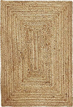 KEMA Jute Braided Area Rug, 6x9 Feet (72x108 Inches) - Rustic Vintage Braided Reversible Rectangular Rug, Shag Rugs for Bedroom, Jute Kitchen, Living Room, Floor