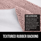 GORILLA GRIP Bath Rug Mat 36x24, Soft Absorbent Chenille, Quick Dry Microfiber Mats, Rubber Backing Washable Shower Floor Rugs, Bathmat Runner, US Designed Bathroom Home Decor Accessories Dusty Rose
