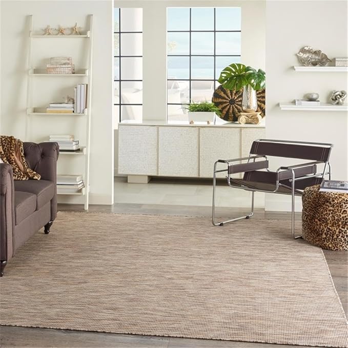 Pemberly Row 6' x 9' Beige Fabric Modern Indoor/Outdoor Area Rug
