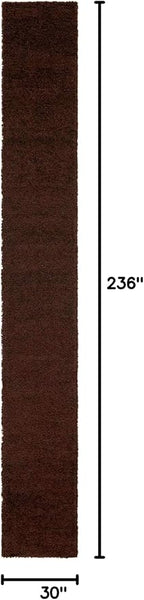 Unique Loom Solid Shag Collection Area Rug (2' 6" x 19' 8" Runner, Chocolate Brown)
