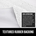 GORILLA GRIP Plush Absorbent Shaggy Chenille Bath Rug Mat for Square Toilet Base with Rubber Backing, Machine Washable Rugs, Soft Microfiber Contour Mats for Toilets, Bathroom Decor, White