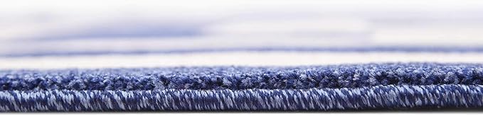 Unique Loom Athens Collection Classic Geometric Modern Border Design Area Rug (8' 0 x 8' 0 Square, Navy Blue/ Beige)