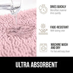 GORILLA GRIP Bath Rug Mat, Thick Soft Absorbent Chenille, Quick Dry Microfiber Mats, Rubber Backing Washable Shower Floor Rugs, US Designed Bathroom Bathmat Home Decor Accessories, 24x17 Light Pink