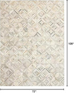 Premium Diamond Patterned Leather Area Rug - 6X9 ft - White- Luxury Non Slip Floor Accent for Dining Room, Living Room, Entryway, Elegant Collection Indoor Carpet
