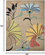Hand Tufted Wool ECO-Friendly Area Rugs - 10'x13', Rectangle Shape, Camel, Floral Modern Design, High Pile Thick Handmade Anti Skid Area Rugs for Living Room, Bed Room (K00219)