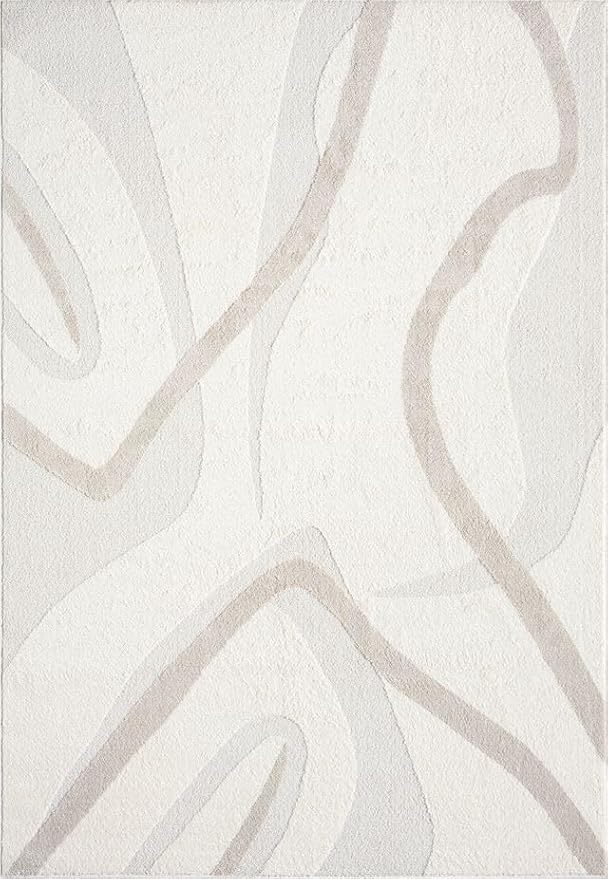 Abani Nomad Cream & Beige Area Rug 2' x 3' for Living Room, Bedroom - Chic Abstract Pattern - Durable & Easy to Clean