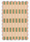 Handmade Scalloped Wool Area Rug - Modern Geometric Pattern, Green-Beige Stripes, Checkered Chevron Design - Soft, Durable Thick Carpet for Living Room, Bedroom (Beige, 9' x 12')