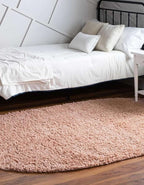 Unique Loom Davos Shag Collection Area Rug - Solid (7' 10" x 10' Oval, Dusty Rose)