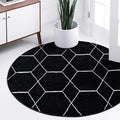 Unique Loom Trellis Frieze Collection Area Rug - Geometric (8' Round, Black/ Ivory)