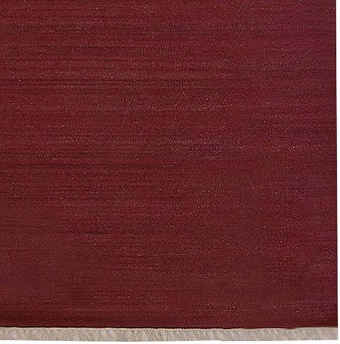 Rugsotic Carpets Hand Woven Flat Weave Kilim Wool ECO-Friendly Area Rugs - 2'6''x10', Runner Shape, Dark Red Color, Solid Plain Design, Low Pile Handmade Rugs for Living Room, Bed Room (D00111)