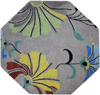 Rugsotic Carpets Hand Tufted Wool ECO-Friendly Area Rugs - 8'x8', Octagon Shape, Camel, Floral Modern Design, High Pile Thick Handmade Anti Skid Area Rugs for Living Room, Bed Room (K00219)