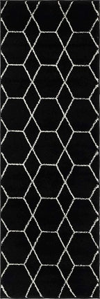 Unique Loom Trellis Frieze Collection Area Rug - Geometric (2' x 6' 1" Runner, Black/ Ivory)