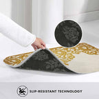 Floral Border Bath Rugs Microfiber Bathroom Mat Soft Plush Shaggy Shower Mat for Bathroom Fluffy Comfortable Water Absorbent Carpet Non-Slip Machine Washable 16"X24"