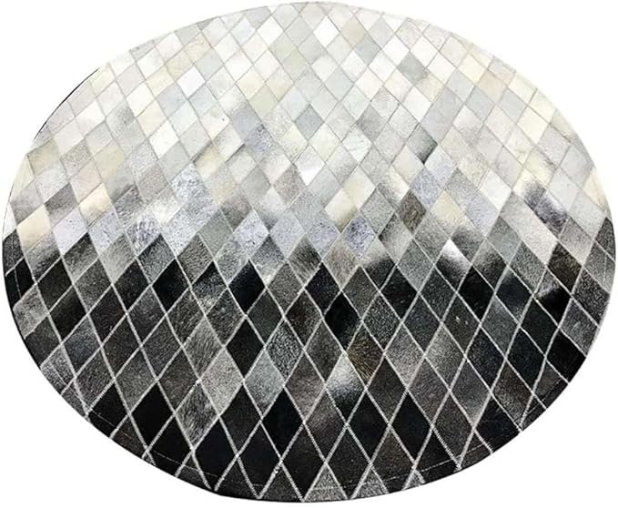 Round Area Rug – Modern Geometric Diamond Pattern Carpet for Living Room, Bedroom, Nursery, Office & Home Décor – Soft Anti-Slip Indoor Floor Mat - (Grey, 4×4ft)