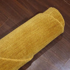 Hand Knotted Loom Wool ECO-Friendly Area Rugs - 6'x6', Round, Gold Color, Solid Plain Design, High Pile Thick Handmade Anti Skid Area Rugs for Living Room, Bed Room (L00111)