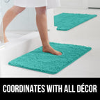 GORILLA GRIP Bath Rug Mat 60x24, Thick Soft Absorbent Chenille, Quick Dry Microfiber Mats, Rubber Backing Machine Washable Shower Floor Rugs, Bathmat Runner, Bathroom Home Decor Accessories, Turquoise