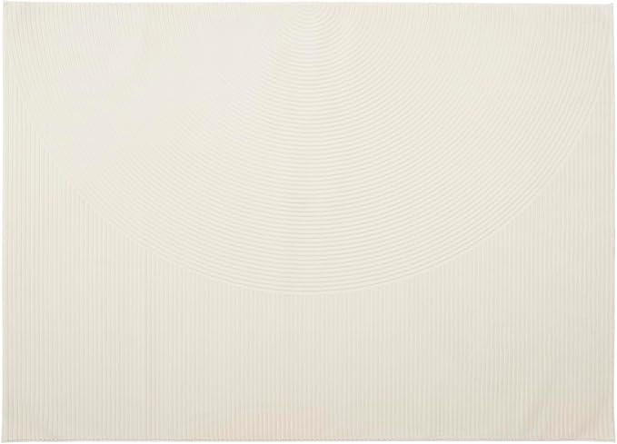 Revival Rugs Record 6'7"x9' Washable Area Rug for Living Room Bedroom - 100% Recycled Oeko-TEX Certified, Medium Pile, Beige, Cream