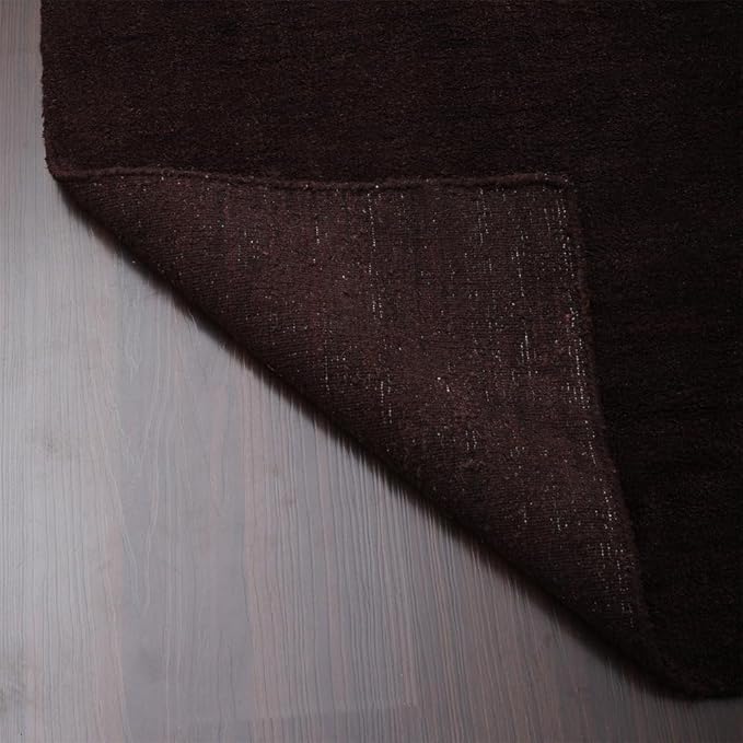 Rugsotic Carpets Hand Knotted Gabbeh Wool 5'x8' Area Rug Solid Brown L00111