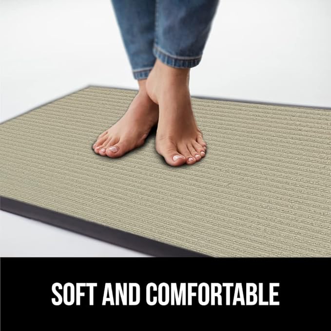 GORILLA GRIP Waterproof Traffic Guard Door Mat, Heavy Duty Entryway Mats, Strong Rubber Back Commercial Utility Rugs for Office Hallway, Garage Floor and Home, Low Profile Carpet Runner, 29x17, Beige