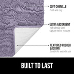 GORILLA GRIP Bath Rug Mat 60x24 Thick Soft Absorbent Chenille, Quick Dry Microfiber Mats, Rubber Backing Washable Shower Floor Rugs, Bathmat Runner Bathroom Home Decor Accessories Light Purple