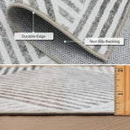 ReaLife Rugs Machine Washable Area Rug - Living Room Bedroom Bathroom Kitchen Entryway Office - Padded Crease Free Stain Resistant Premium - Modern Geometric Contemporary- Miles- Beige - 2'x 3'