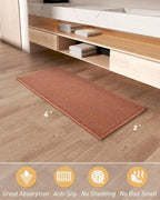 Upgraded Waffle Runner Rug Super Absorbent Non Slip Bath Mats for Bathroom Machine Washable Bathroom Runner Rug with Tassels, Ideal for Hallway Bedroom Laundry Room, Dirty Orange, 2'x 4'(24" x 48")
