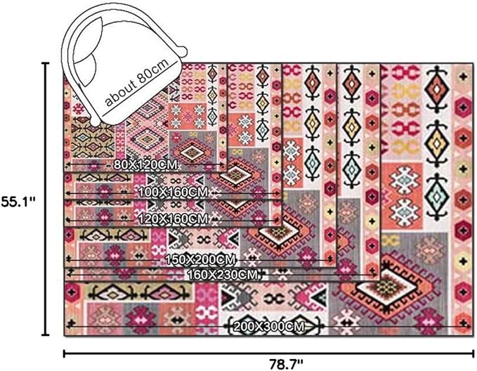 Vintage Boho Area Rugs Multicolor Ethnic Style Geometric Splicing Carpets Bedroom Living Room Kitchen Floor Mats Indoor Outdoor Non-Shedding Runner Rug Home Décor Carpet 4.5' X 6.5'