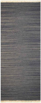 Rugsotic Carpets Hand Woven Flat Weave Kilim Wool 2'6''x10' Runner Area Rug Solid Silver D00111